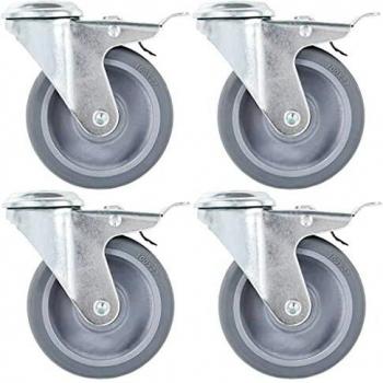 vidaXL Ruedas giratorias agujero pasador y frenos dobles 4 uds 100 mm