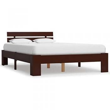 vidaXL Madera Maciza Pino Estructura Cama Mobiliario Casa Clásica Práctica Cómoda Moderna Robusta y Duradera Sin Colchón Marrón Oscura 140x200cm