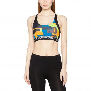 Björn Borg 1p Sport TOP BB Multi Collage, Sujetador Deportivo para Mujer, Negro, Medium