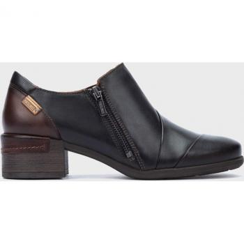 Pikolinos W6W-5673C1 - Zapatos de salón de mujer de piel con cremallera lateral, abotinado, tacón ancho y bajo, suela de goma, diseño sencillo y clásico