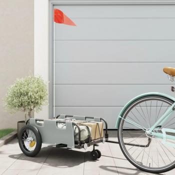 Remolque para bicicletas de hierro y tela Oxford gris vidaXL