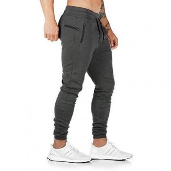 Yageshark - Pantalones de deporte para hombre, de algodón, ajustados gris XL