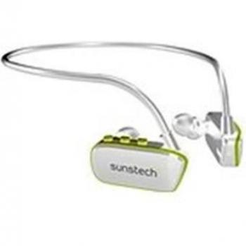 Sunstech ARGOS4GBWTGN - Reproductor MP3 deportivo resistente al agua, Blanco y Verde, 4 GB