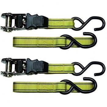 Juego de 2 correas de sujeción de lujo con gancho ratchet 5 m x 25 mm - 600 kg