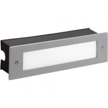 Aplique jardín empotrable Micenas Cristal Gris 8,5 Cm - Aplique empotrable de pared para uso exterior, iluminación frontal con luz LED blanco neutro 4000K, color gris