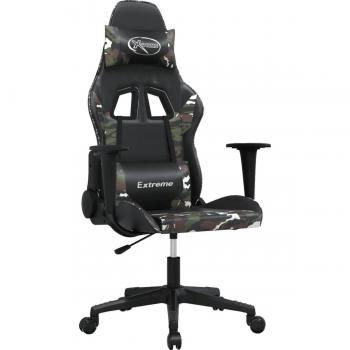 Silla Gaming de Masaje en Cuero Sintético Negro y Camuflaje