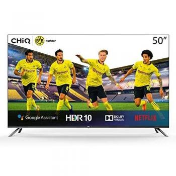 CHiQ U50H7A - Televisor Smart TV, 50 Pulgadas, Android 9.0, Ultra HD, 4K, WiFi, Bluetooth, Google Assistant, Netflix, Prime Video, 3 x HDMI, 2 x USB