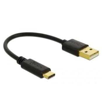 Cable USB de Carga DeLock 0.15 m Tipo-A a Tipo-C 3 A 60 W Negro