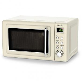 Horno Microondas Vintage 20L Innoliving INN-861B con Grill 700W, Descongelar y Timer 30 Minutos, Color Beige