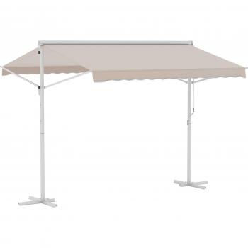 Outsunny Toldo de Pie Independiente con Manivela Doble Cara Ángulo Ajustable Portátil Protección Solar 300x295x260 cm Beige