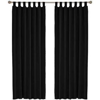 Amazon Brand - Umi Cortinas para Dormitorio Moderno Salon Opacas Decoracion de Ventanas Termicas Aisantes con Trabillas 2 Piezas 140 x 240 cm Negro