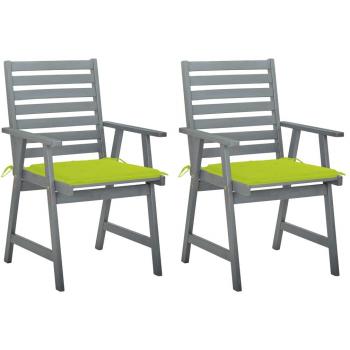 Sillas de comedor al aire libre con almohadas 2 piezas Acacia sólido