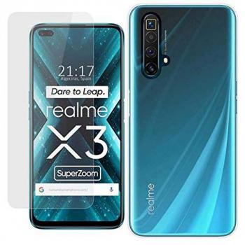 Pack 2 en 1 Funda Gel Transparente + Protector de Cristal Templado para Realme X3 SuperZoom / X50 5G - Protección Completa