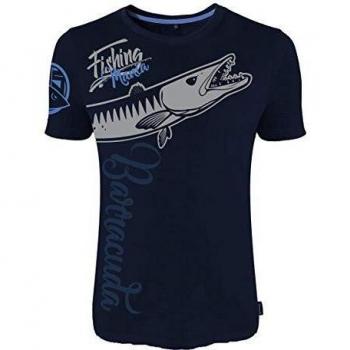 HOTSPOT DESIGN Fishing Mania Barracuda, XXL, Azul, Camiseta, para Pescadores de mar, 010000905
