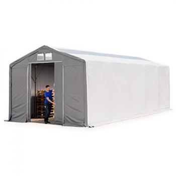 Carpa Industrial 6x12 m con Puerta Corrediza y Claraboya, PVC 850, 100% Impermeable, Gris - Altura Lateral de 3 m