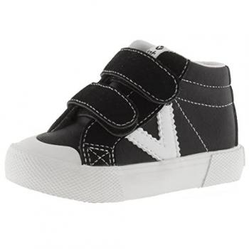 Victoria Tribu Botines Abotinados Efecto Piel con Logotipo en Contraste y Tiras Adherentes para Niños Color Negro Talla 27