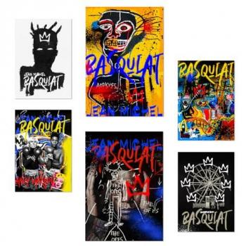 Set de 6 Pósters Iconicos de Graffiti Pop Art Basquiat para Decorar Paredes - Tamaños A3 y A4 Sin Marco