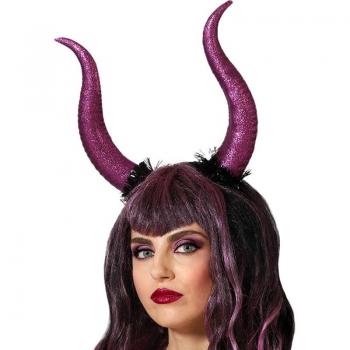 Diadema de Demonio de Cuernos morados