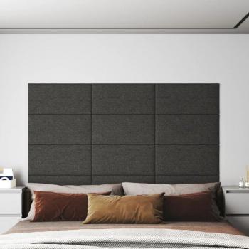 Paneles de pared 12 piezas Gris oscuro 60x30 cm Tela 2,16 m²