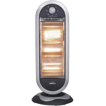 Estufa Eléctrica Oscilante CANDENTE 1200W Negro Plata con 3 Potencias, 3 Elementos, Asa y Antivuelco (70x30x30 cm)