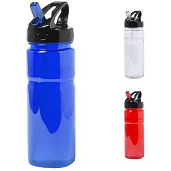 Botella de Agua TIENDA EURASIA® 650 ml, Tapon a Rosca con Asa de Transporte y Dispensador Abatible, Bidon para Ciclismo, Camping, Gimnasio, Oficina, Color Azul
