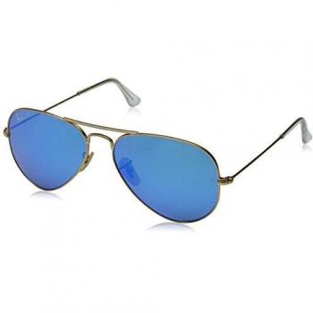 Ray-Ban Aviator Large Flash Lenses Matte Gold Polar Blue Mirror