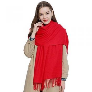 Bufanda de invierno grande para mujer 185 x 65 cm liso suave y cálido - rojo