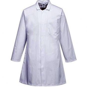 Abrigo de Comida para Hombre Portwest, Blanco, Talla L, Tres Bolsillos