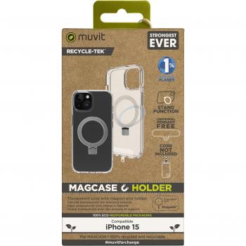 Muvit Recycletek Magsafe Funda Transparente con Soporte para iPhone 15
