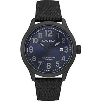 Nautica Mens Analogue Quartz Watch with Leather Strap NAI11515G