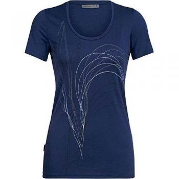 Icebreaker Tech Lite Scoop Van Life - Camiseta de Manga Corta para Mujer, Mujer, Color Leaf Estate Blue, tamaño L