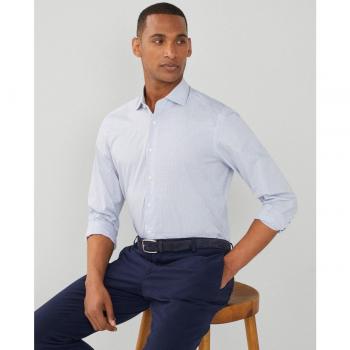 Camisa de hombre Hackett London con estampado de cuadros azul claro y corte slim fit