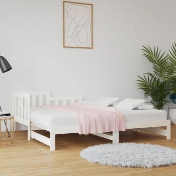Sofá cama extraíble blanco 2x(90x190) cm de madera maciza de pino