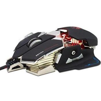 YCCTEAM G10 profesional ratón para juegos de programación, LED USB con cable óptico 4000 dpi 9 botones ergonómico Gamer ratón con Nano, Real aluminio rueda de desplazamiento