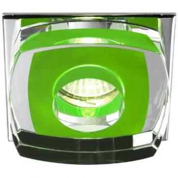 Aro Empotrable Cuadrado Avalio Verde - Iluminación Fija de Aluminio y Cristal Óptico K9, IP20 9x9x4cm