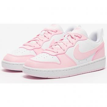 Zapatillas Nike Court Borough Low Recraft para niña, color blanco y rosa, talla 35.5