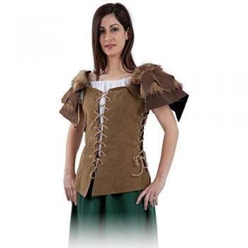 Corpiño Medieval Marrón con Hombreras para mujer