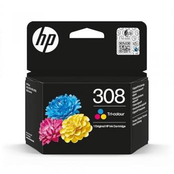 Cartucho de Tinta HP 308 Original Tricolor (Cian, Magenta, Amarillo) - 120 Páginas para Impresoras Envy 6100/6500