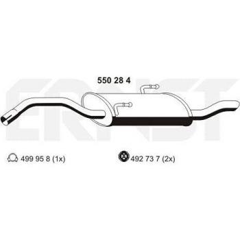Silenciador trasero ERNST 550284 para PEUGEOT 806 MPV, CITROËN Evasion y FIAT Ulysse I