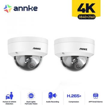 Cámara de seguridad 4K exterior/interior con visión nocturna a color, detección de personas/vehículos y acceso remoto - 2 unidades