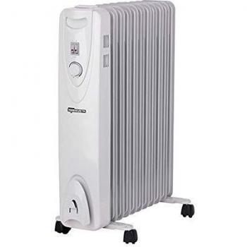 Calefactor Eléctrico de Aceite Termozeta TZR22 - 2500 W, 11 Elementos, Móvil y para Interior, Color Gris