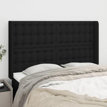 Cabecero con orejas de tela negro 147x16x118/128 cm vidaXL