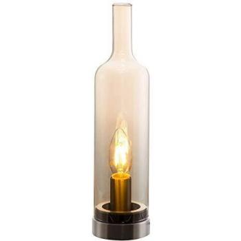Lámpara de mesa de vidrio Bottle, color ámbar, E14, altura 33 cm