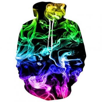 Freshhoodies Hombre Mujer Sudadera con Capucha 3D Fumar Impresa Planeta Manga Larga Hoodie Estampada Camisetas XL