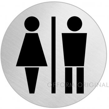 Señal Pictograma en Acero INOX Ø 75mm No.40042 Baño Mujeres y Hombres