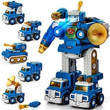 5 en 1 Robot Transformado Juguetes Niños 4 5 años Coches de Juguetes Conjunto de Vehículos Stem Juguetes de Construcción Regalo Juguetes Niños 4 5 6 7 años