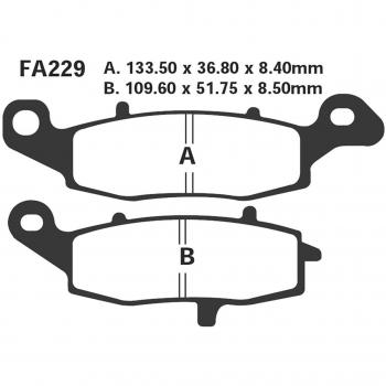 Pastilla de freno moto sinterizada EBC FA229HH con alta resistencia al desgaste, excelente rendimiento en condiciones húmedas y secas, diseño optimizado para una mayor capacidad de frenado, compatible con diversas motocicletas y fácil instalación