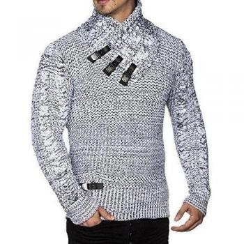 tazzio Jersey de hombre Styler punto grueso 16477 Weiß S