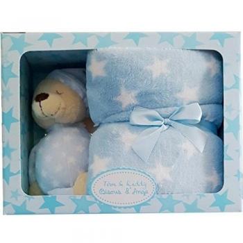 Tom & Kiddy - Bisous de Ángel - Doudou + Plaid - Set de nacimiento azul azul