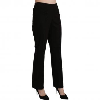 BENCIVENGA Black High Waist Straight Dress Trouser Pant - IT44|L, Female, Size: M, Black Logo Detail